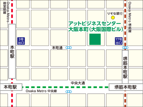 アットビジネスセンター大阪本町（大阪国際ビル）の地図