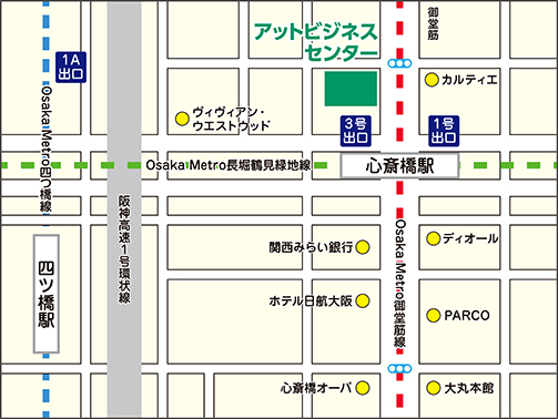 アットビジネスセンター心斎橋駅前の地図