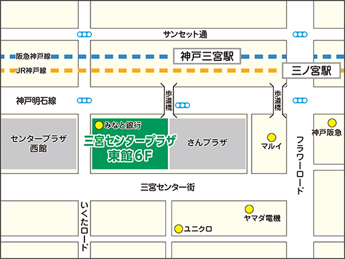 スペースアルファ三宮の地図